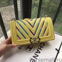 Boy Chanel Quilted Flap Rainbow Bag A67086 Yellow MG01058