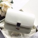 Celine Medium Classic Box Bag In White Spazzolato Calfskin MG00449