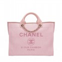 Chanel Canvas Large Deauville Tote A66942 Pink MG03651