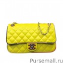 Chanel Classic Double-C Buckle Sheepskin Check Color A93728 Yellow MG02305