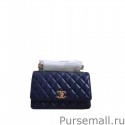 Chanel Small Quilted Leather Classic Flap bag A80982 Blue MG02598