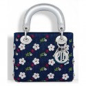 Cheap Dior Lady Doir Mini Bag Embriodered With Flowers Blue MG03367