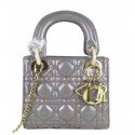 Cheap Dior Quilted Patent Leather Micro Lady Dior Bag Gray MG02082