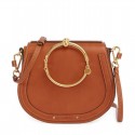 Chloe Nile Bracelet Bag In Smooth & Suede Calfskin Coffee MG02719