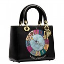 Christian Dior Lady Dior Wheel of Fortune&quot; Handpainted Motherpeace Tarot Handbag Black MG03380