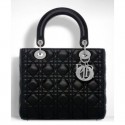 Copy Dior Lady Dior Medium Classic Tote Bag With Lambskin Black MG03771