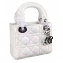 Copy Dior Lady Dior Patent Leather Handbag White MG01796