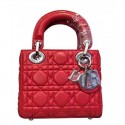 Dior Lady Dior Mini Classic Tote Bag With Lambskin Red MG02995