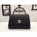 Fake Chanel Coco Handle Bag with Calfskin handle A92991 Black MG00162