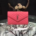 Fake Cheap Saint Laurent Red Grained Matelasse Leather Chain Wallet Y221220 MG03611