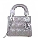 Fake Dior Quilted Patent Leather Micro Lady Dior Bag Gray MG01990