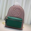 Fake Replica Gucci Soho Leather Chain Backpack Pink and Green 431570 MG01417