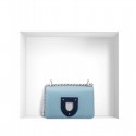 Fake Top Dior Diorama Club Flap Bag In Glossy Calfskin blue MG01137