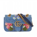 Fashion Replica Gucci GG Marmont Denim Mini Bag 446744 Blue MG00018