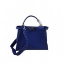 Fendi Fashion Show Regular Leather Handbag With Weave Blue MG04205