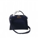Fendi Fashion Show Regular Leather Handbag With Weave Dark Blue MG03020