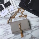 First-class Quality YSL Saint Laurent Kate Tassel Chain Wallet in Brush Leather Gray MG00863