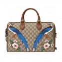 Gucci Exclusive GG Supreme top hand bag with embroideries 409527 Coffee MG00198