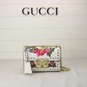 Gucci Padlock embroidered leather Shoulder Bag 432182 White MG03569