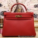Hermes Kelly Bag In Red Clemence Leather MG01927