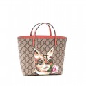 High Imitation Gucci Girls Beige GG Canvas Leather Cat Tote Bag 410812 Pink MG03620