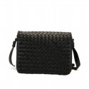 Hot Bottega Veneta Leather Woven Messenger Bag Black MG03124