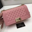Imitation Chanel Le Boy Medium Classic Flap Cowhide leather Bag Pink MG02353