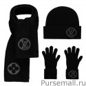 Louis Vuitton Black LV College Scarf, Hat And Gloves MG01342