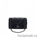 Luxury Chanel Classic Flap Bag With Embellished Chain And Leather A01112 Black MG02914