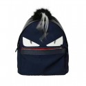 Quality Fendi Monster Backpack In Nylon With Inlay Blue MG04515