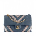 Replica Chanel Calfskin And Python Flap Bag A93682 Blue MG01056