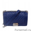 Replica Chanel Medium Plus Chevron Quilted Boy Bag A67086 Dark Blue MG00168