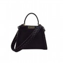 Replica Fendi Fashion Show Regular Leather Handbag With Weave Black MG04499