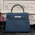 Replica Hermes Kelly Bag In Blue Jean Clemence Leather MG00971