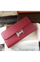 Best 1:1 Hermes Constance Long Wallet In Fuchsia Leather MG02808