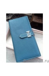 Best Quality Hermes Bearn Wallet In Blue Jean Leather MG02241