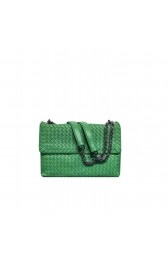 Bottega Veneta Baby Olimpia Bag In New Light Crey Intercciato Nappa Green MG03678
