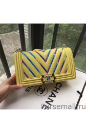 Boy Chanel Quilted Flap Rainbow Bag A67086 Yellow MG01058