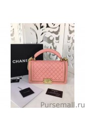 Boy Chanel Top Handle Flap Bag Deer Leather A94804 Pink MG00777