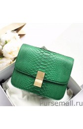 Celine Medium Classic Box Bag In Green Python Leather MG03381