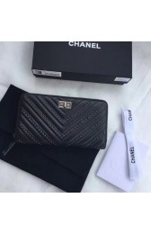 Chanel Classic Zip Wallet Black In Lambskin Leather MG04064
