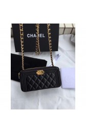 Chanel Quilted Small Boy Clutch Lambskin A84069 Black MG01321