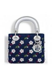 Cheap Dior Lady Doir Mini Bag Embriodered With Flowers Blue MG03367