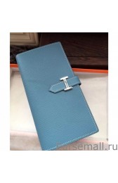Cheap Hermes Bearn Wallet In Blue Jean Epsom Leather MG02182