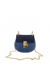 Chloe Drew Suede And Leather Shoulder Bag Embellished Stud Blue MG04119