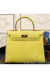Fake Best Hermes Yellow Python Kelly 28cm Bag MG01474