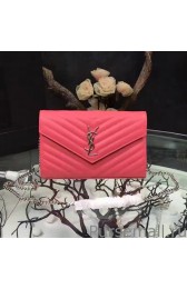 Fake Cheap Saint Laurent Red Grained Matelasse Leather Chain Wallet Y221220 MG03611