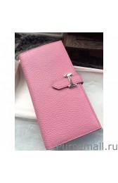 Fake Hermes Bearn Wallet In Pink Leather MG02953