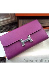 Fake Hermes Constance Long Wallet In Cyclamen Epsom Leather MG00084