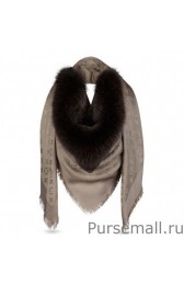 Fashion Louis Vuitton Beige Monogram V Fur Shawl M75521 MG02616